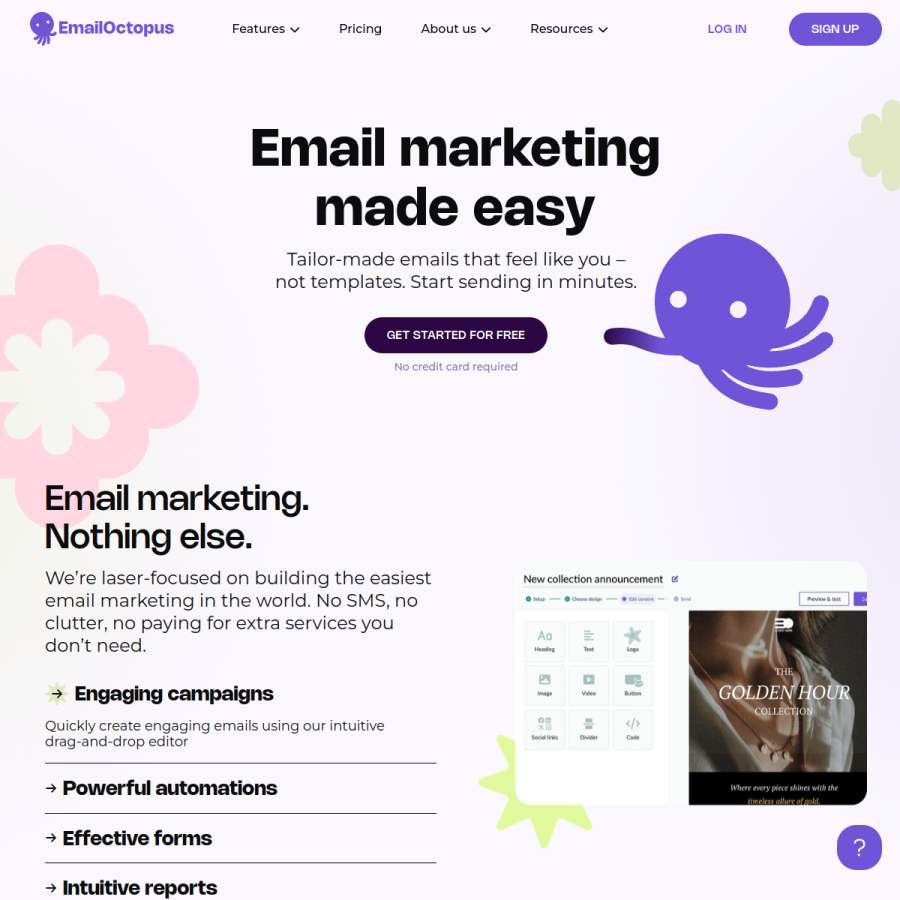 emailoctopus.com homepage screenshot