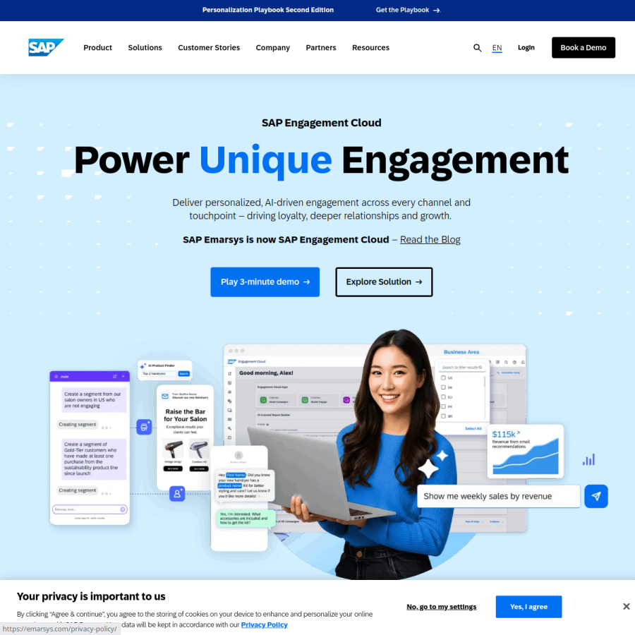 emarsys.com homepage screenshot