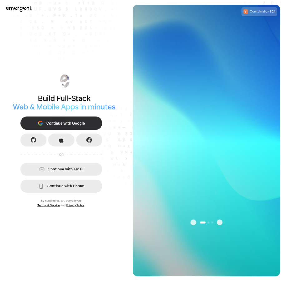 emergent.sh homepage screenshot