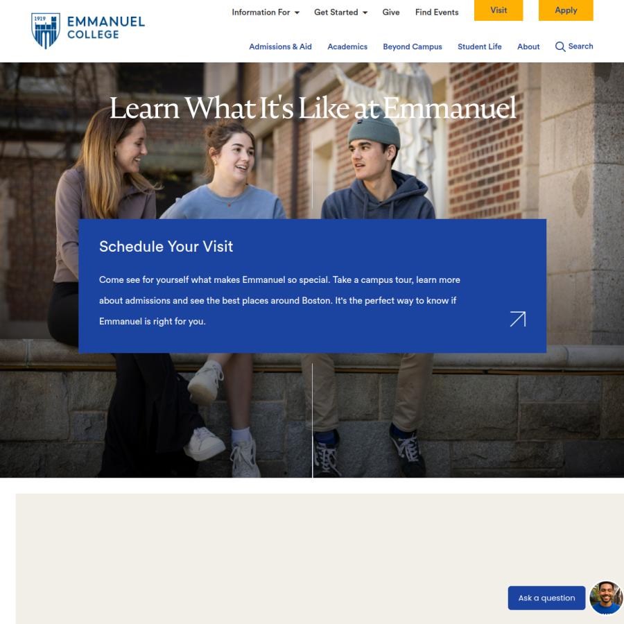 emmanuel.edu homepage screenshot