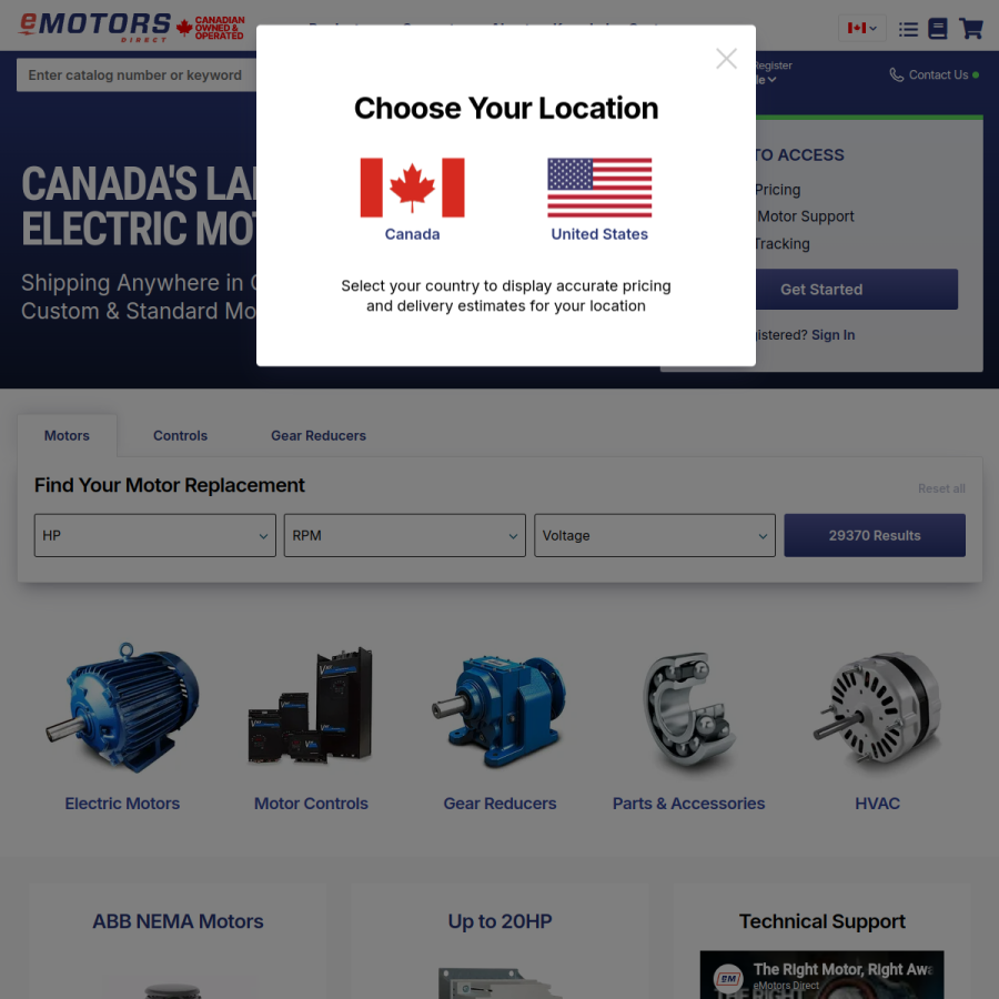 emotorsdirect.ca homepage screenshot