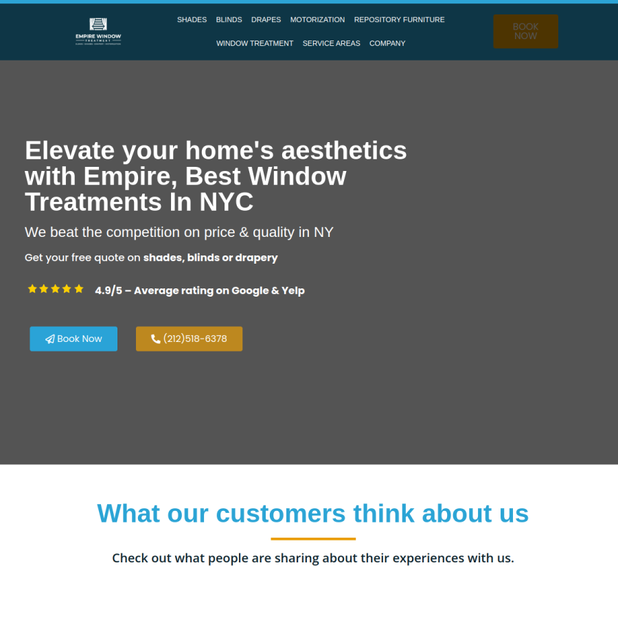 empirewindowtreatment.com homepage screenshot