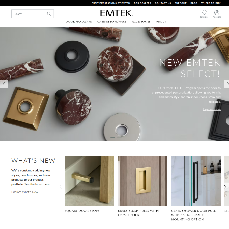emtek.com homepage screenshot