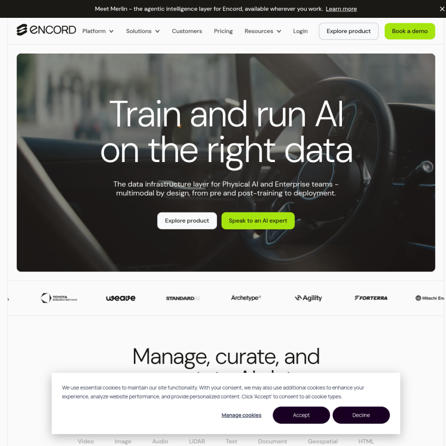encord.com homepage screenshot