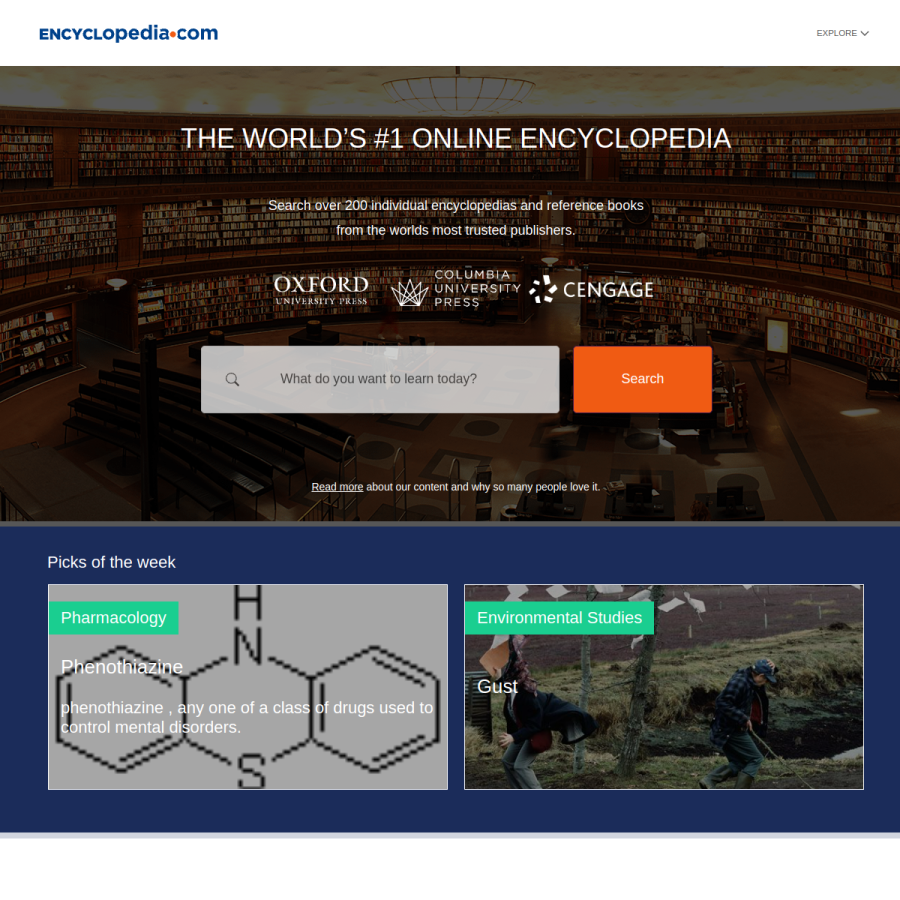 encyclopedia.com homepage screenshot