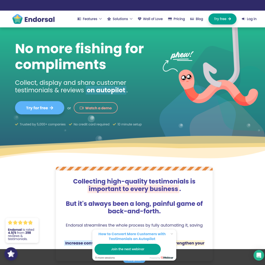 endorsal.io homepage screenshot
