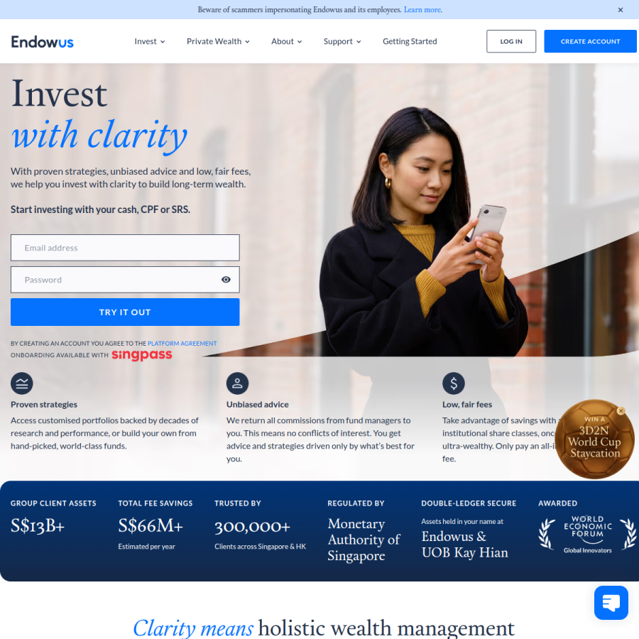 endowus.com homepage screenshot