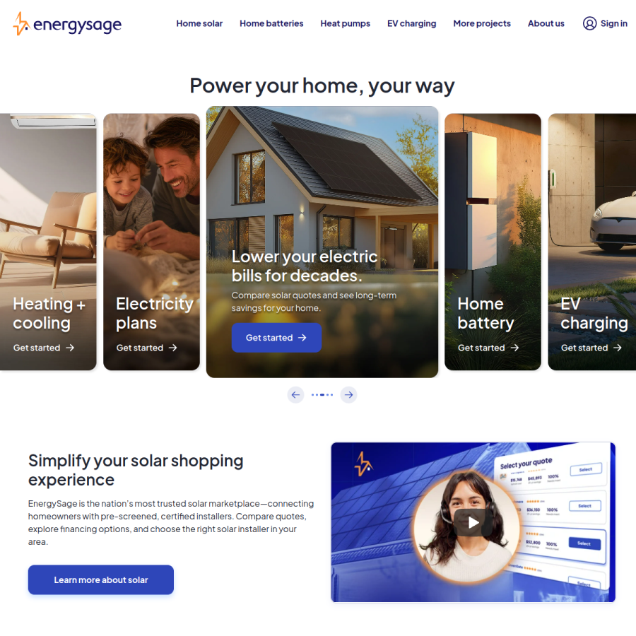 energysage.com homepage screenshot