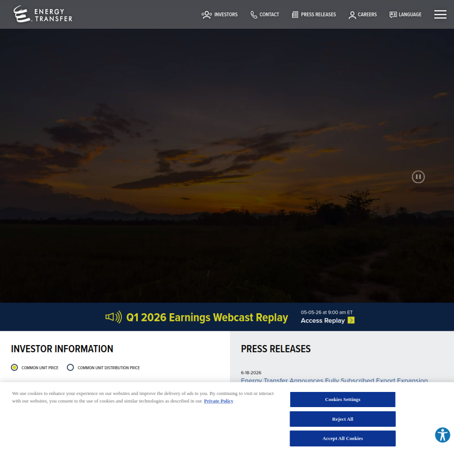 energytransfer.com homepage screenshot