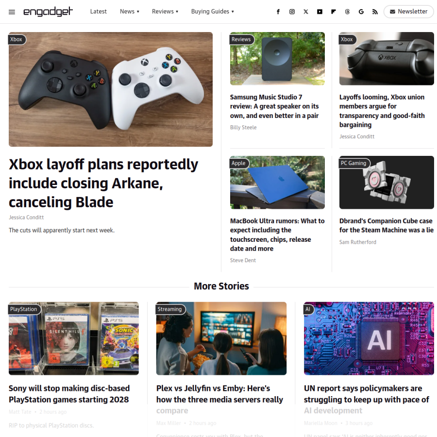 engadget.com homepage screenshot