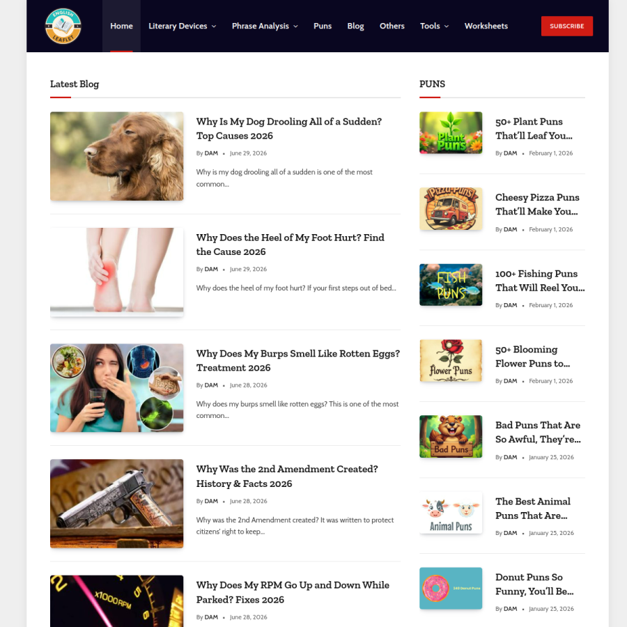 englishleaflet.com homepage screenshot