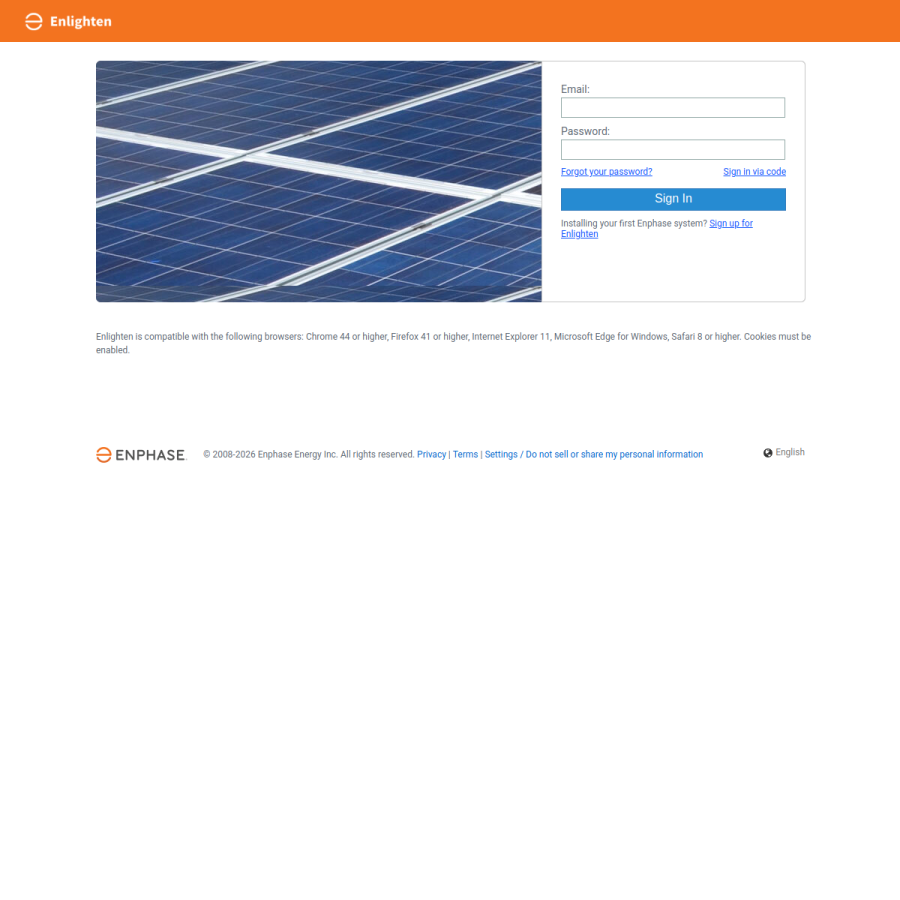 enlighten.enphaseenergy.com homepage screenshot