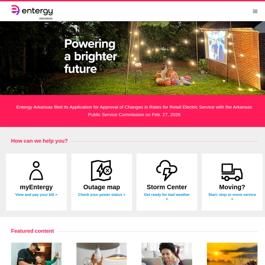 entergyarkansas.com homepage screenshot