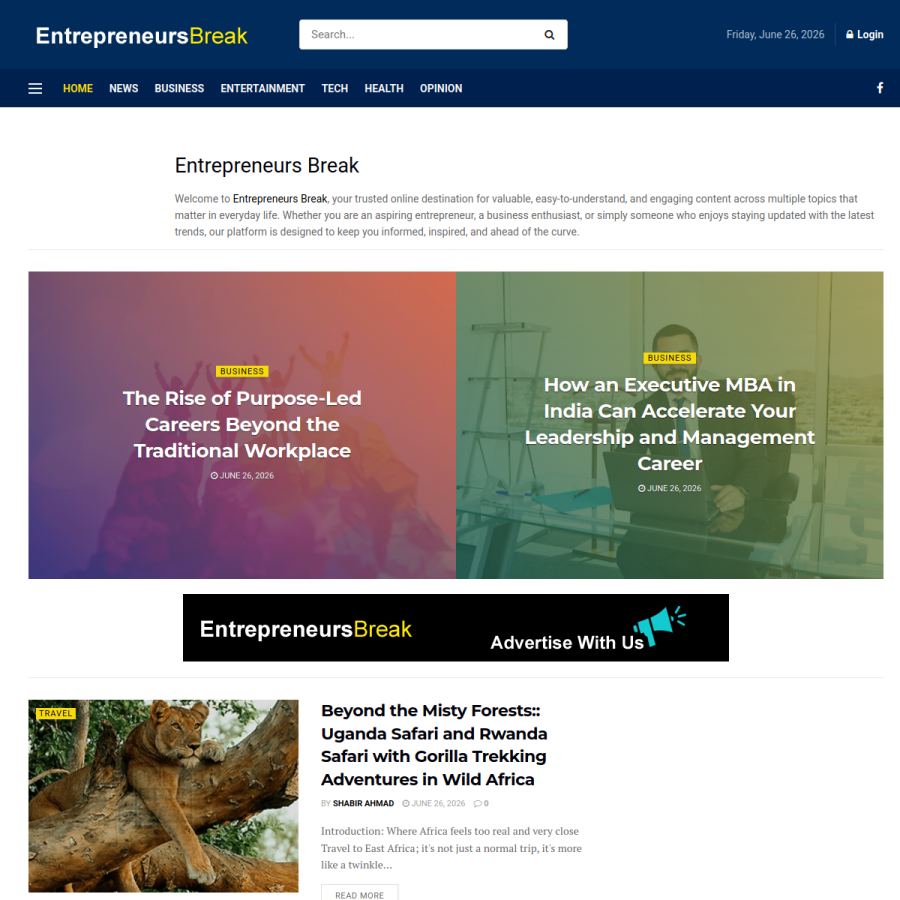 entrepreneursbreak.com homepage screenshot