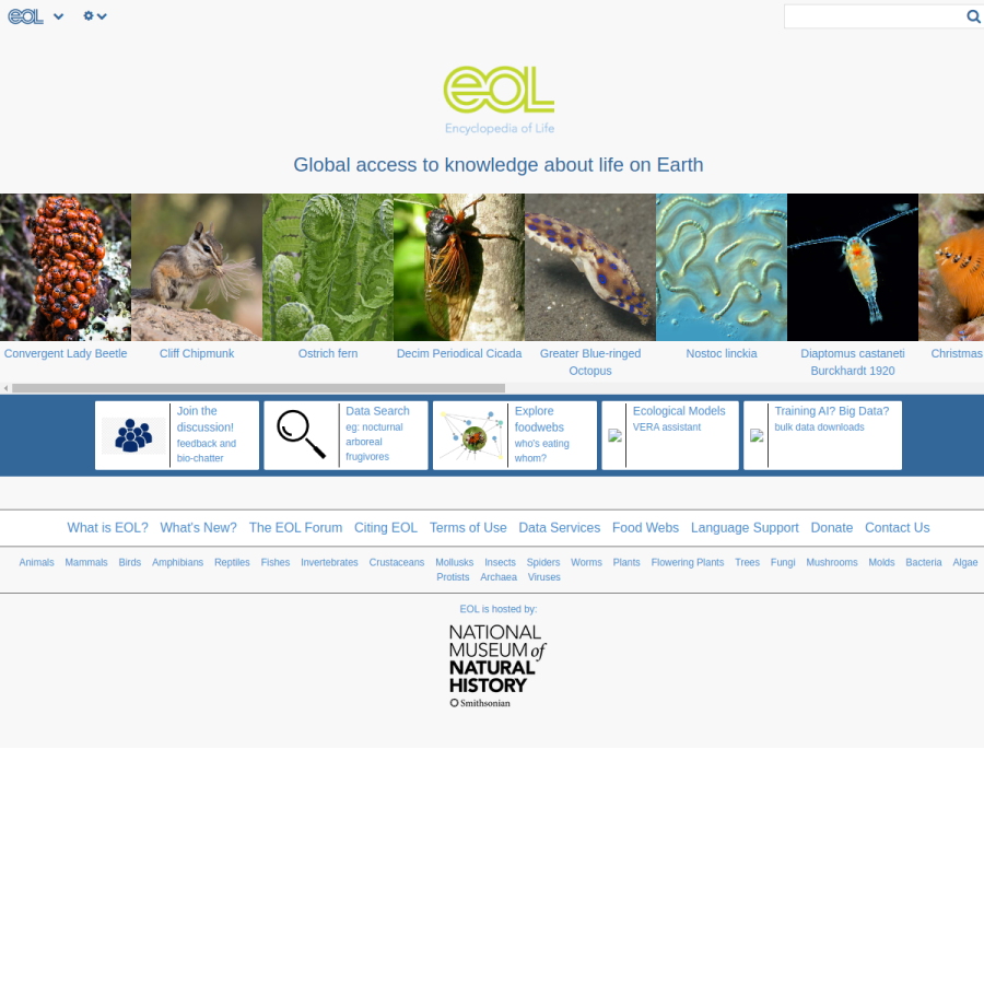 eol.org homepage screenshot