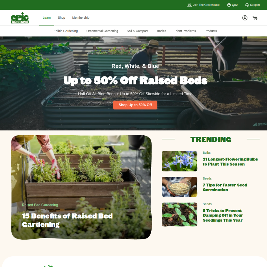 epicgardening.com homepage screenshot