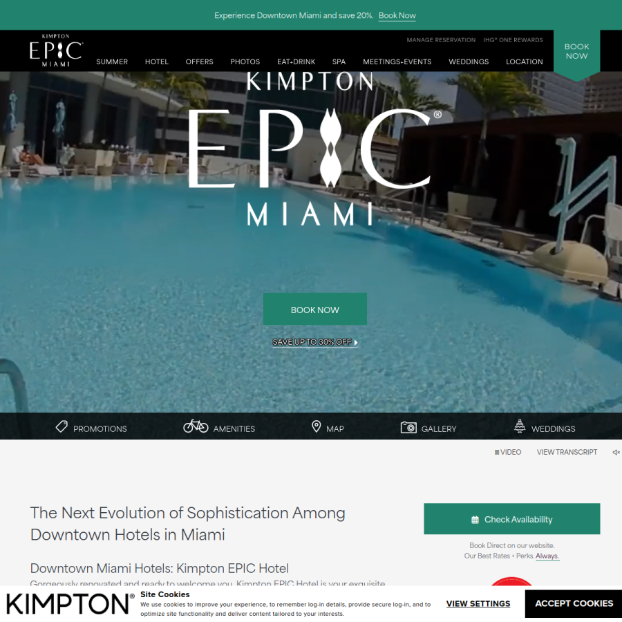 epichotel.com homepage screenshot