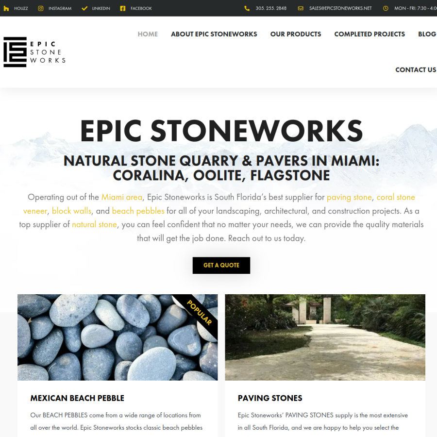 epicstoneworks.com homepage screenshot