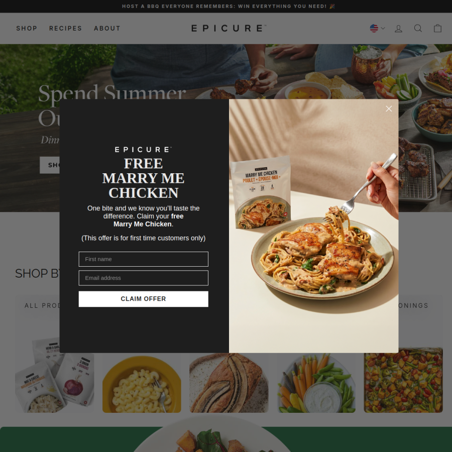 epicure.com homepage screenshot