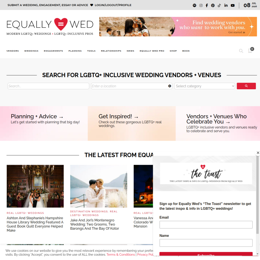 equallywed.com homepage screenshot