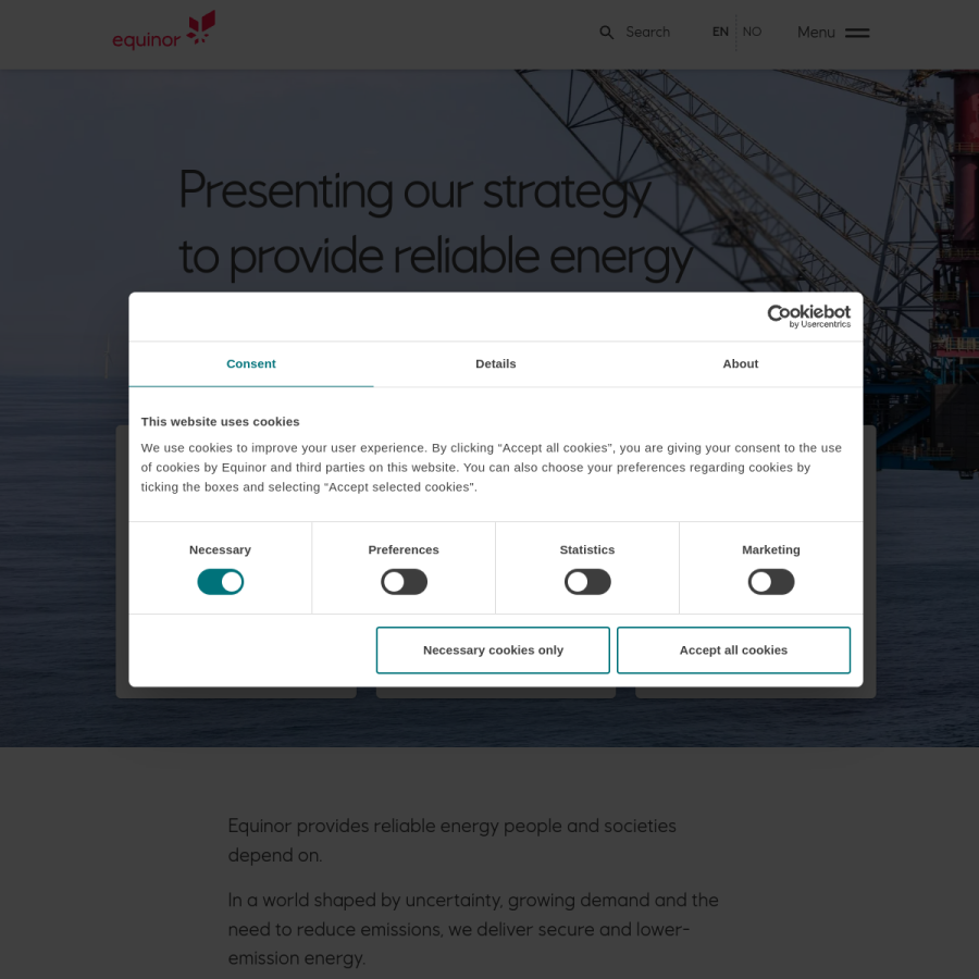 equinor.com homepage screenshot