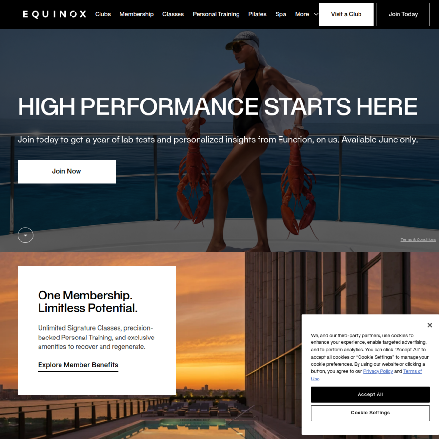 equinox.com homepage screenshot
