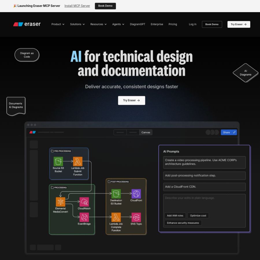 eraser.io homepage screenshot