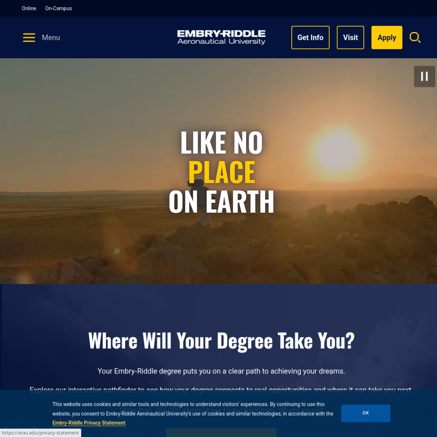 erau.edu homepage screenshot