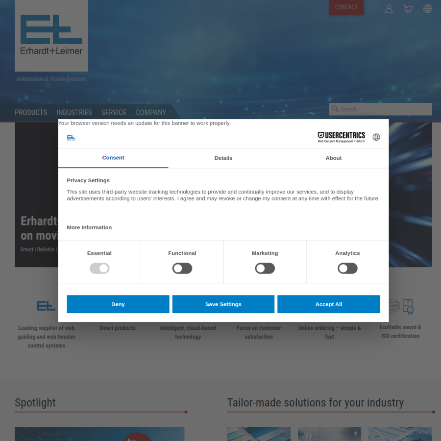 erhardt-leimer.com homepage screenshot