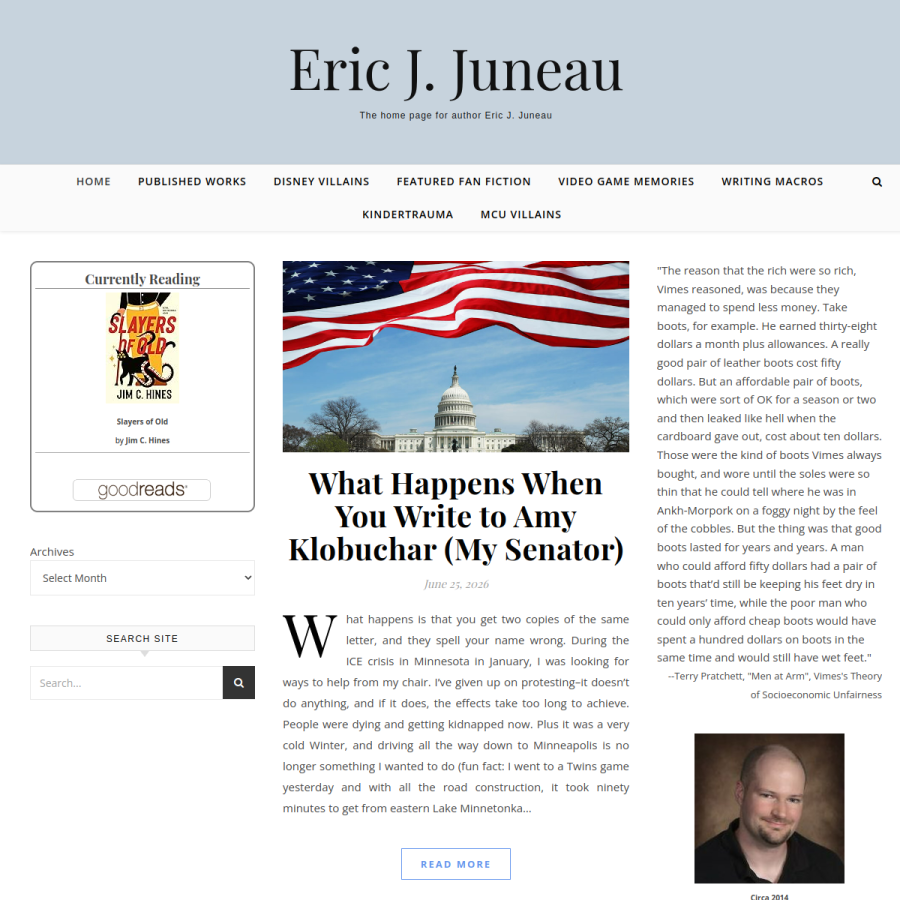 ericjuneaubooks.com homepage screenshot