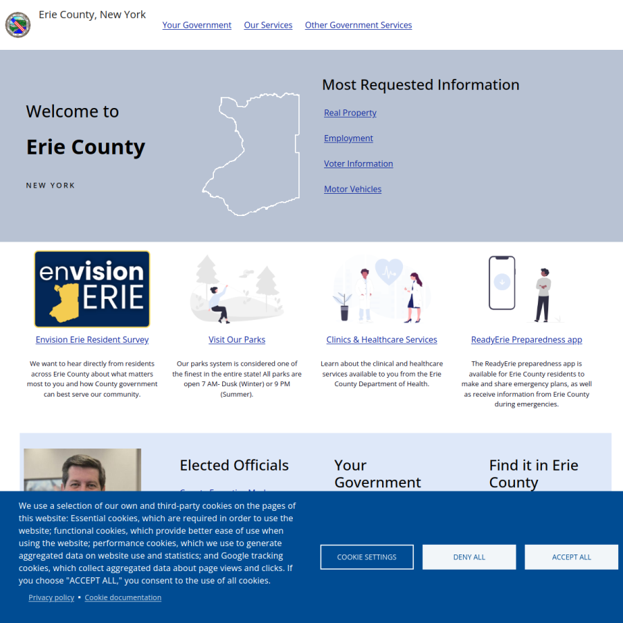 erie.gov homepage screenshot