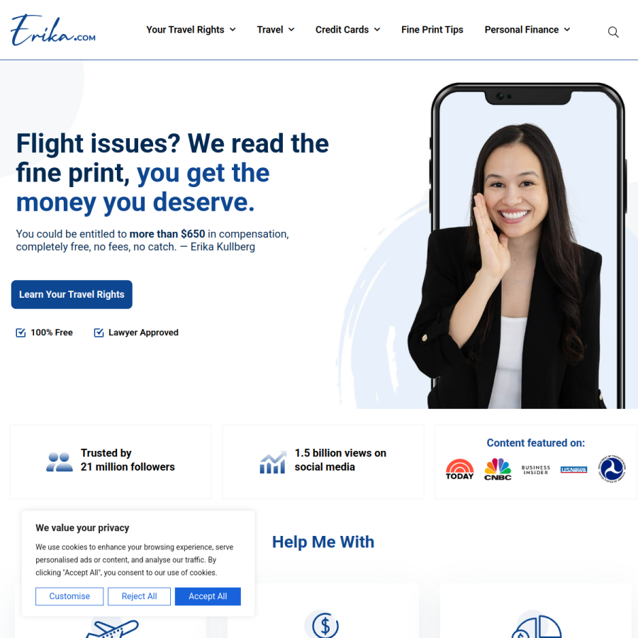 erika.com homepage screenshot
