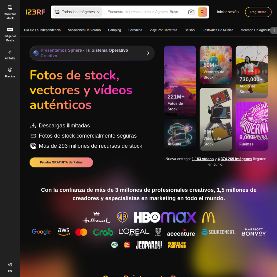 es.123rf.com homepage screenshot