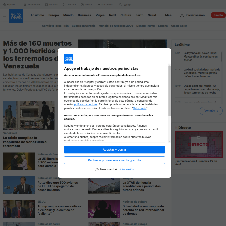 es.euronews.com homepage screenshot