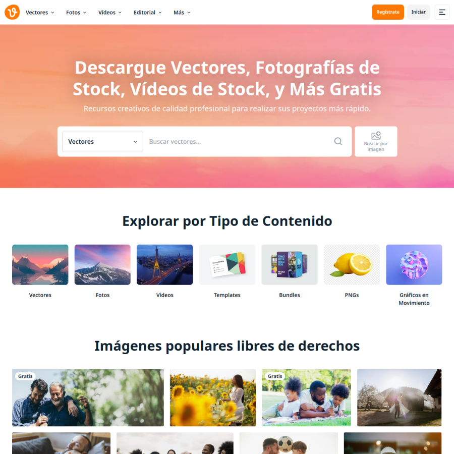 es.vecteezy.com homepage screenshot