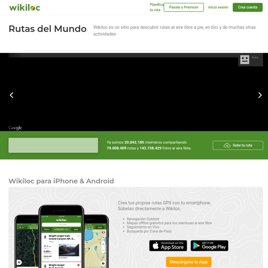 es.wikiloc.com homepage screenshot
