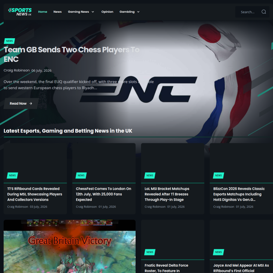 esports-news.co.uk homepage screenshot