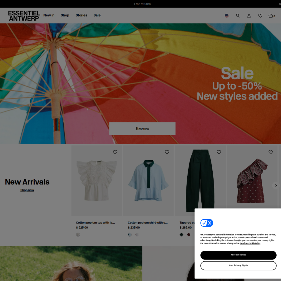 essentiel-antwerp.com homepage screenshot