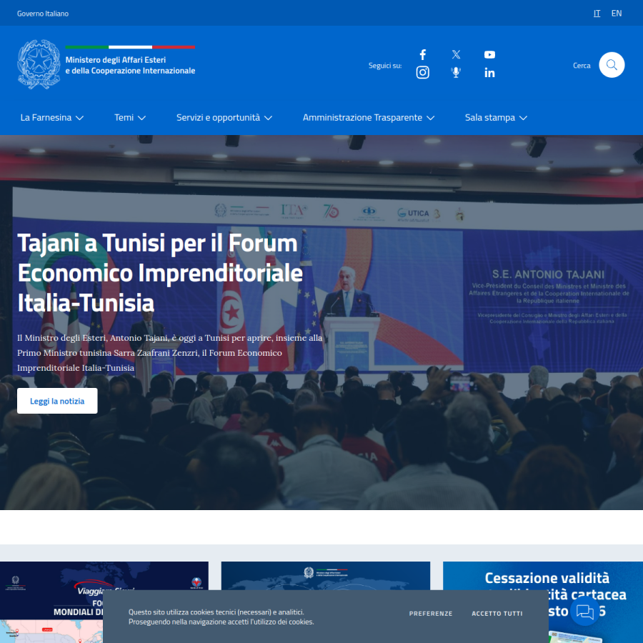 esteri.it homepage screenshot