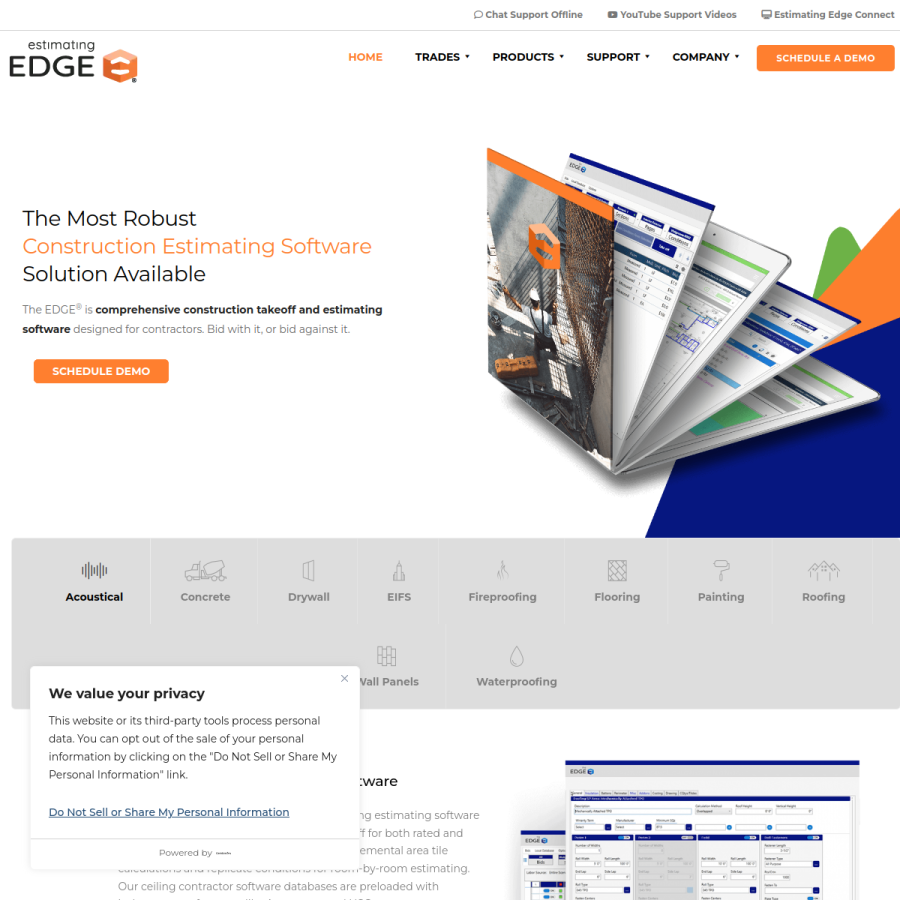 estimatingedge.com homepage screenshot