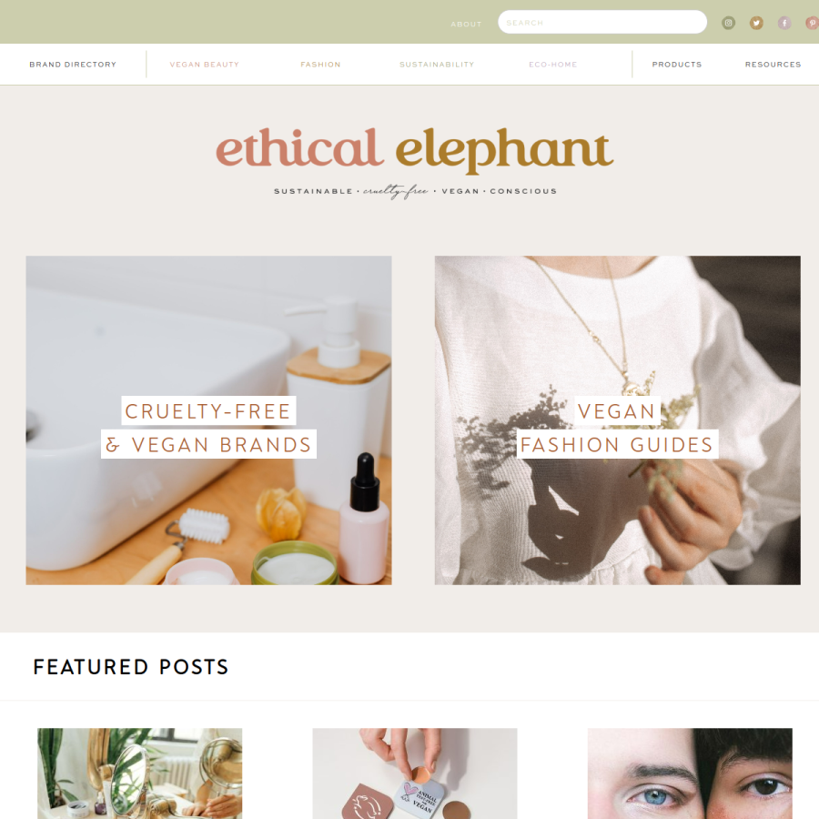 ethicalelephant.com homepage screenshot