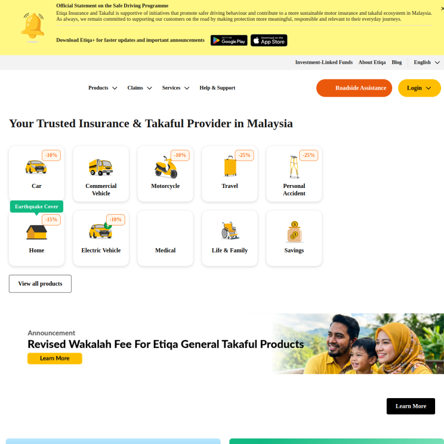 etiqa.com.my homepage screenshot