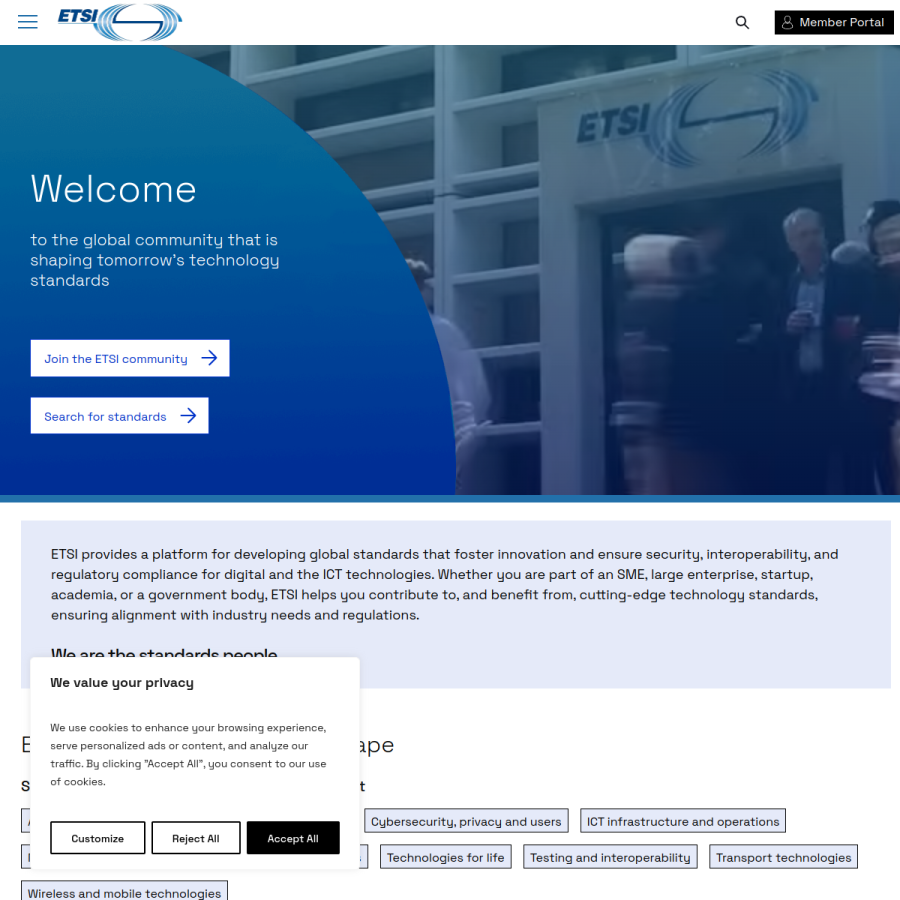 etsi.org homepage screenshot