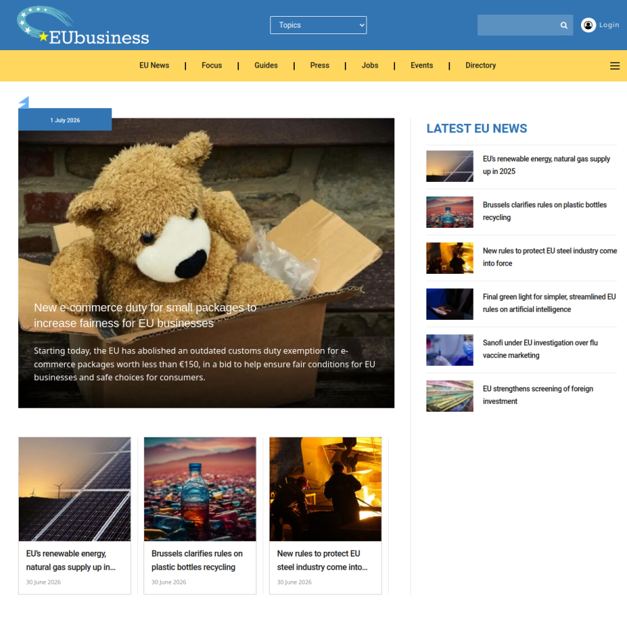 eubusiness.com homepage screenshot