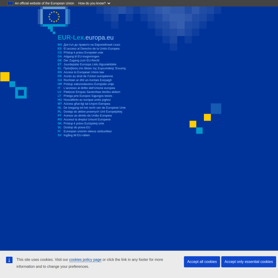 eur-lex.europa.eu homepage screenshot