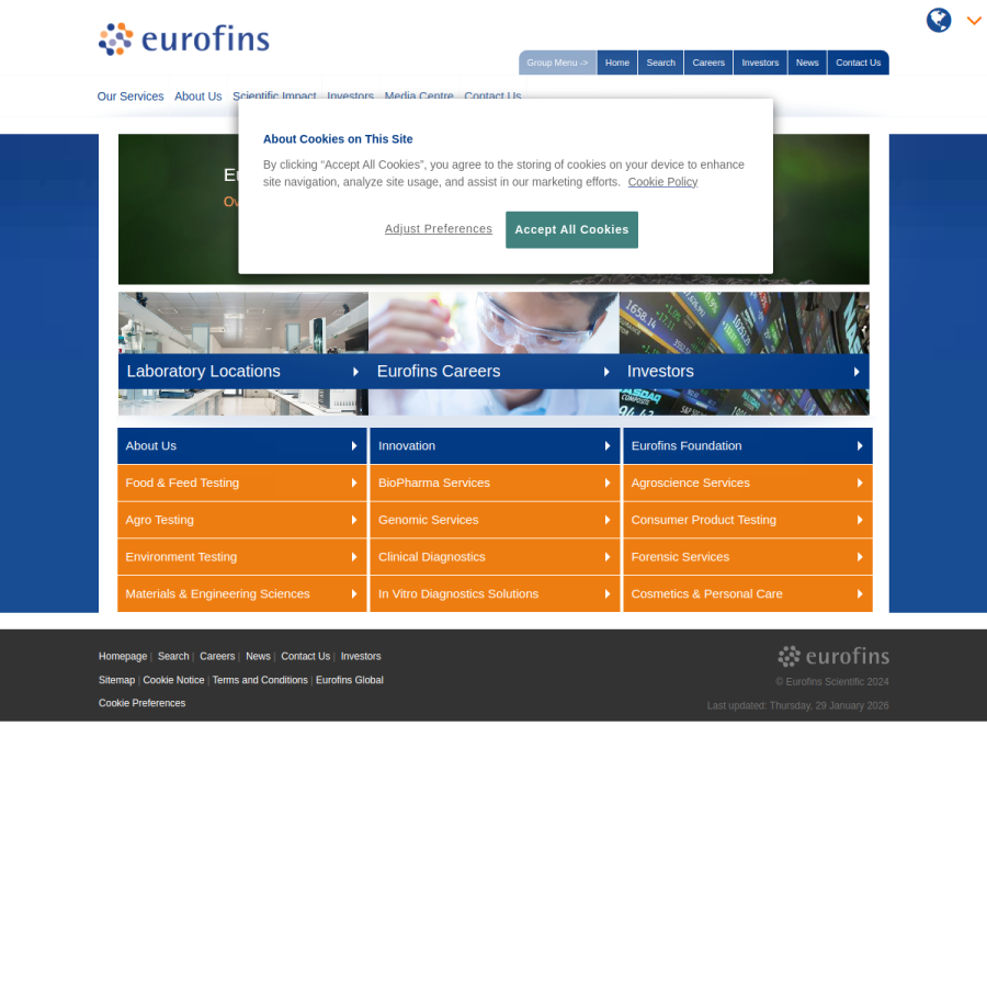 eurofins.com homepage screenshot