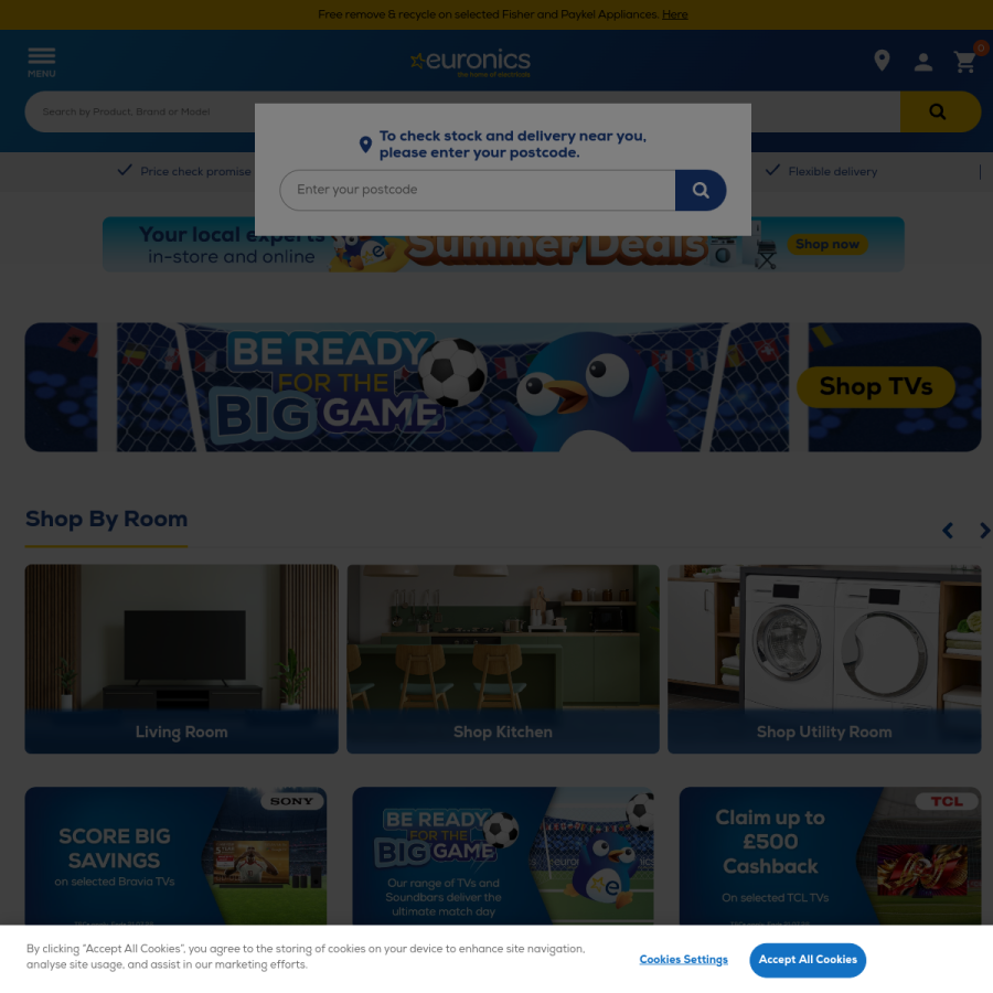 euronics.co.uk homepage screenshot