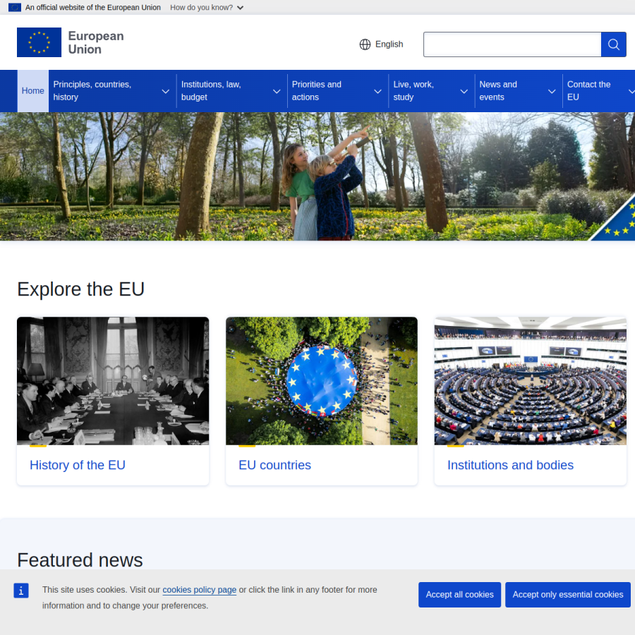 european-union.europa.eu homepage screenshot