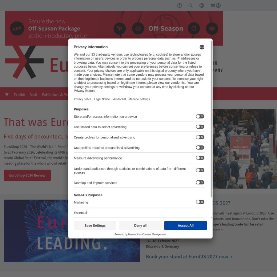 euroshop-tradefair.com homepage screenshot