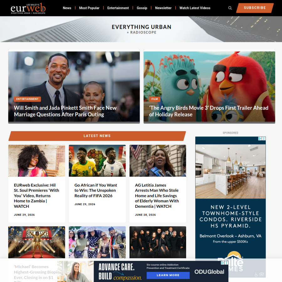 eurweb.com homepage screenshot